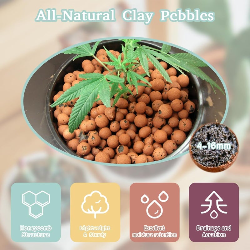 Legigo 6 LB Organic Leca Clay Pebbles for Plants, 4mm-16mm 100% Natural Leca Balls for Indoor Plants, Hydroton Clay Pebbles for Plants Hydroponic Aquaponics Growing Orchid Drainage Terrarium - Image 2